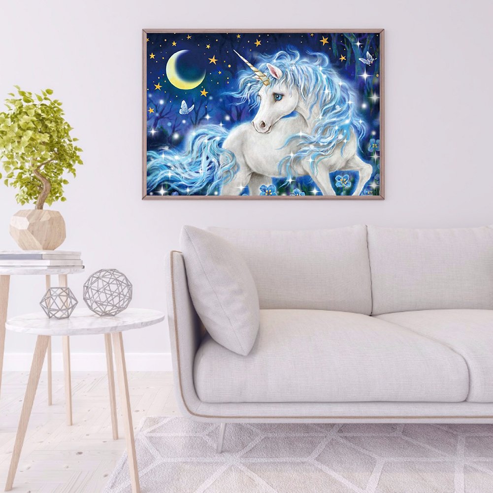 Diamond Painting - Full Round / Square - Unicorn Under Starry Night