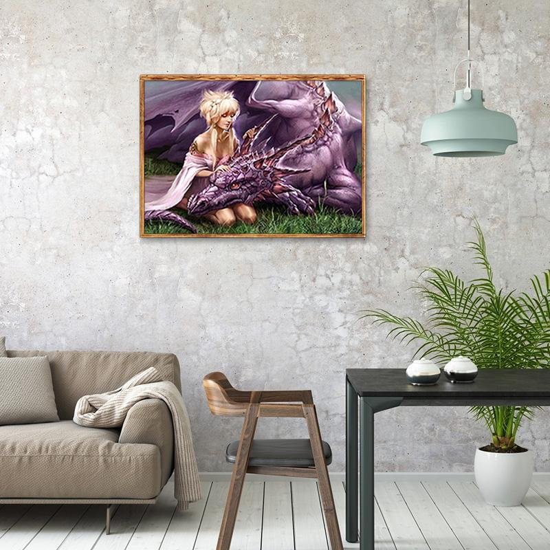Diamond Painting - Full Round - Girl With Dragon