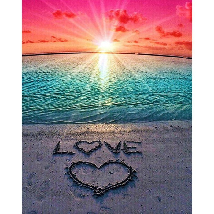 LOVE Beach Hand Painted Canvas Oil Art Picture Craft Wall Decor Artwork