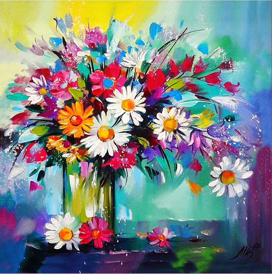 5D Diy Diamond Painting Kit Full Round Beads Colorful Flower