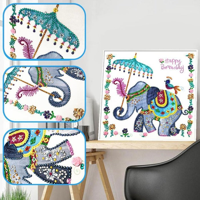Elephant 5D Diamond Painting (Part Drill) Material: Rhinestone + Canvas