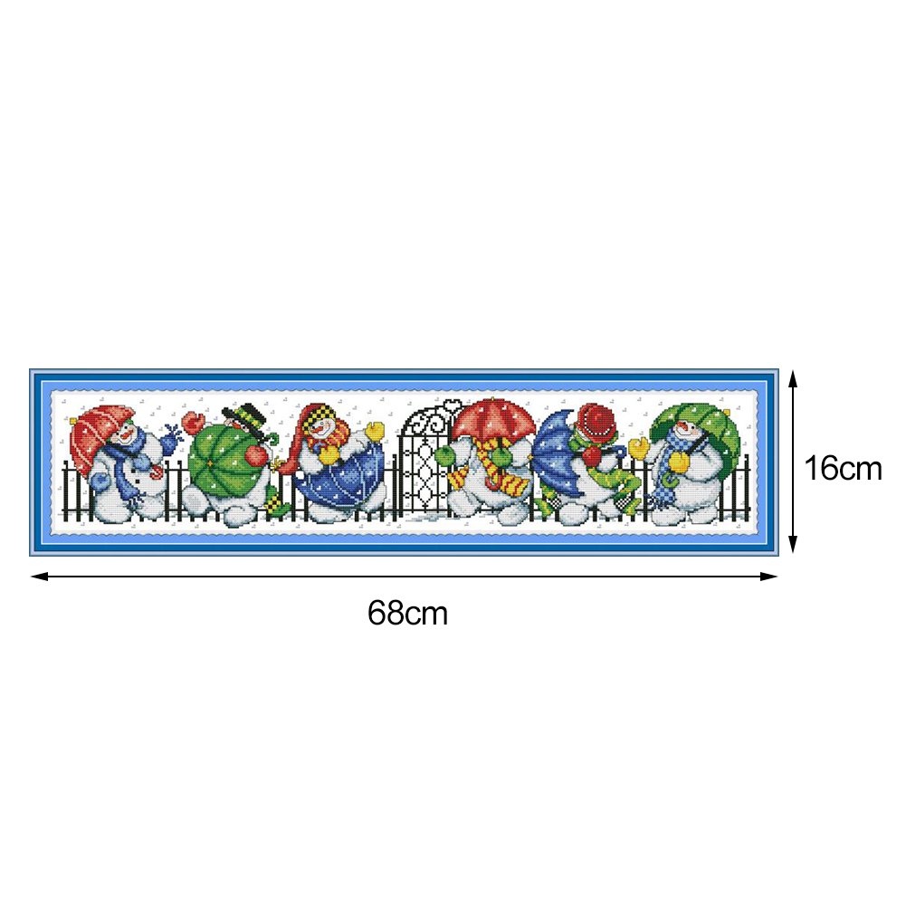 14 quilates de ponto de cruz estampado - Guarda-chuva de boneco de neve (68 x 16 cm)