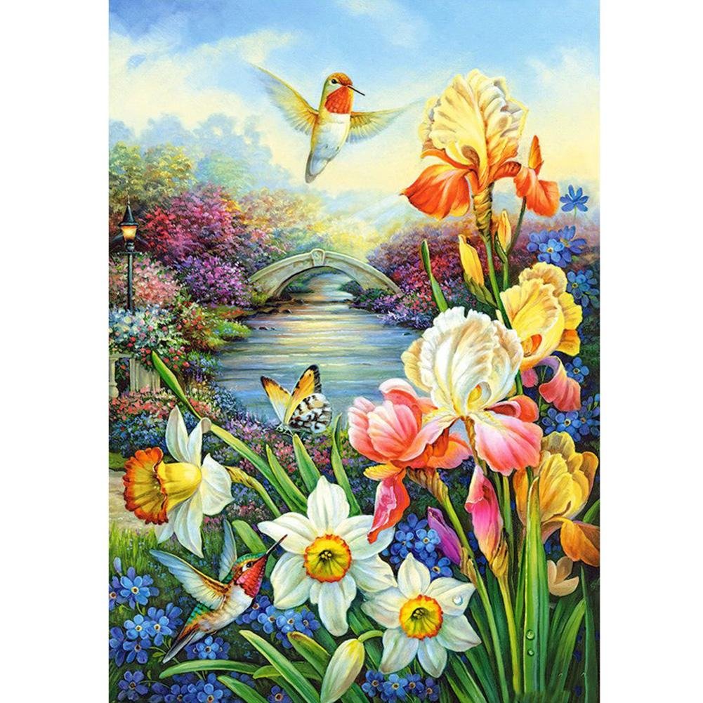 5D Diy Diamond Painting Kit Full Round Beads Flowers