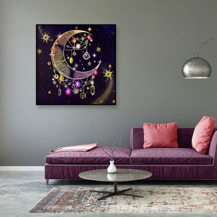 DIY 5D Crystal Rhinestone Diamond Painting Kit Bright Crescent Moon (40*40cm)