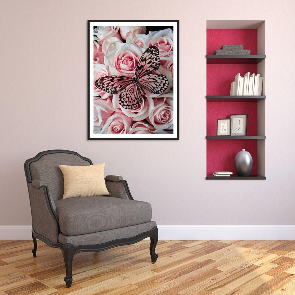 Diamond Painting - Full Round - Flower Butterfly D