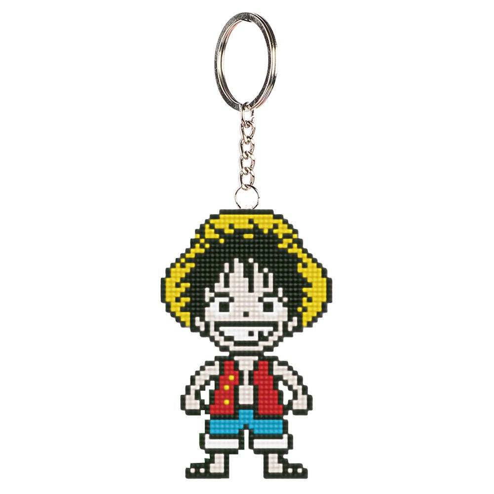 Cartoon Stamped Beads Cross Stitch Keychain
