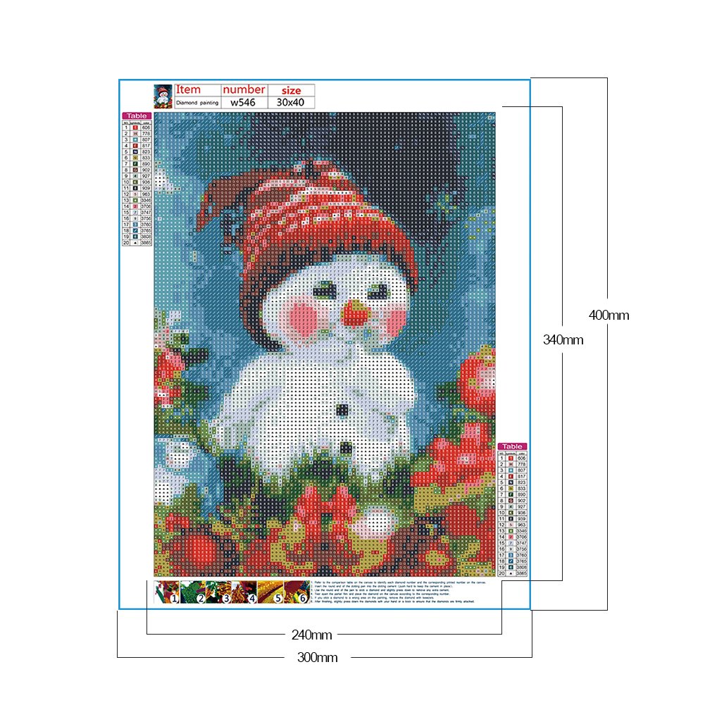 Pintura de diamante - resina redonda completa - boneco de neve bebê