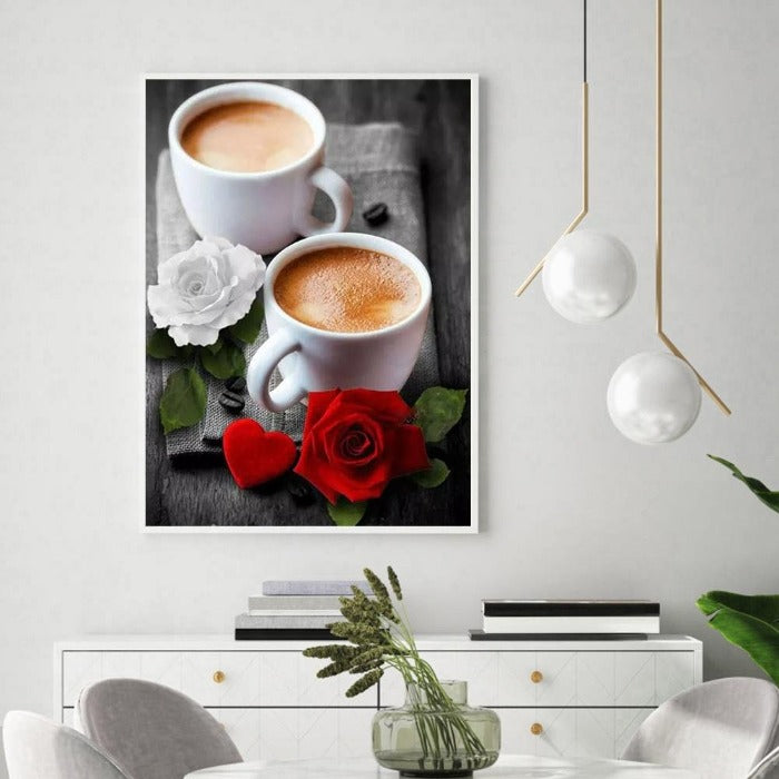 Painting By Numbers Coffee Hand Painted Canvas Oil Art Picture