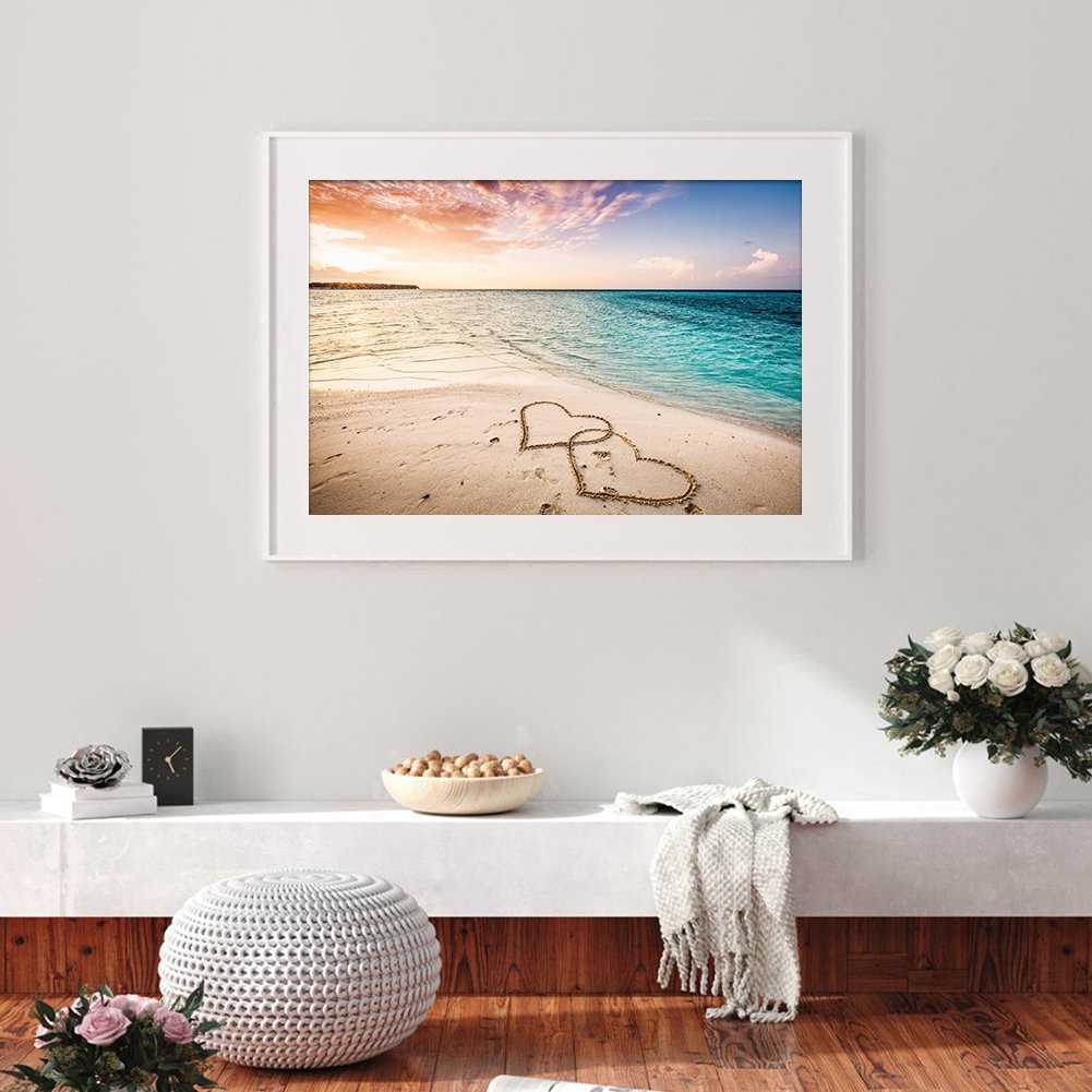 Diamond Painting - Full Round -Heart Beach
