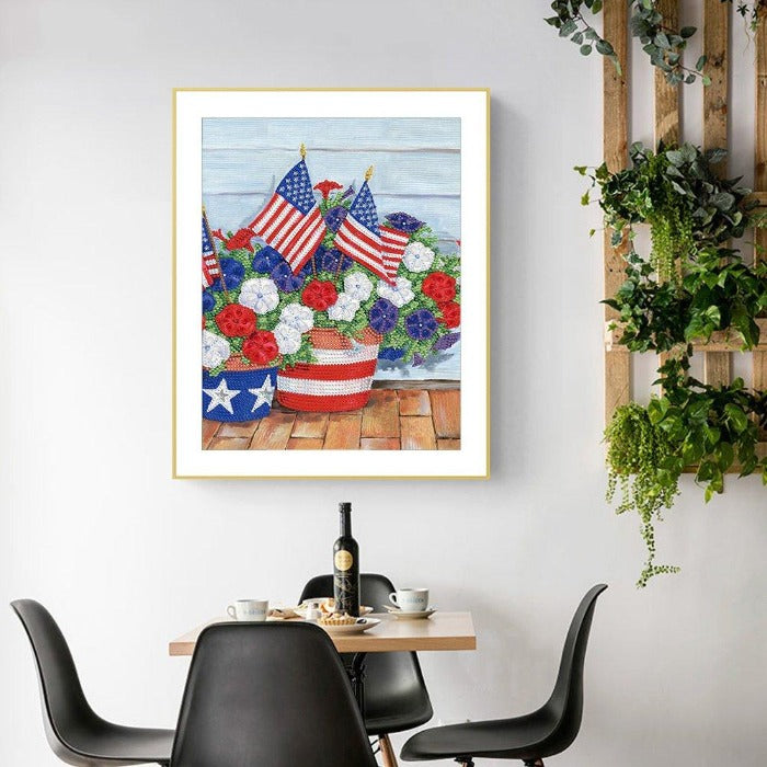 DIY 5D Crystal Rhinestone Diamond Painting Kit Flower National Flag