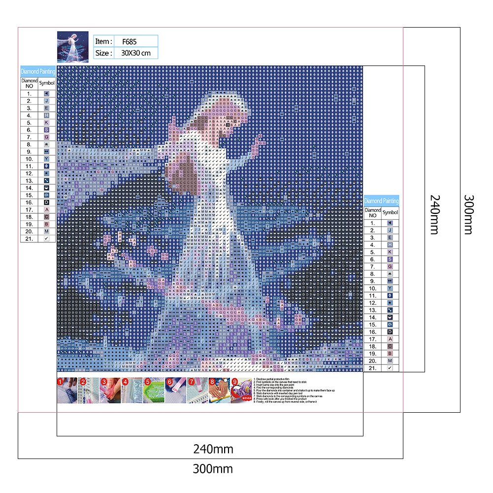 Elsa Full Drill 5D Disney Cartoon Diamond Painting Canvas Size