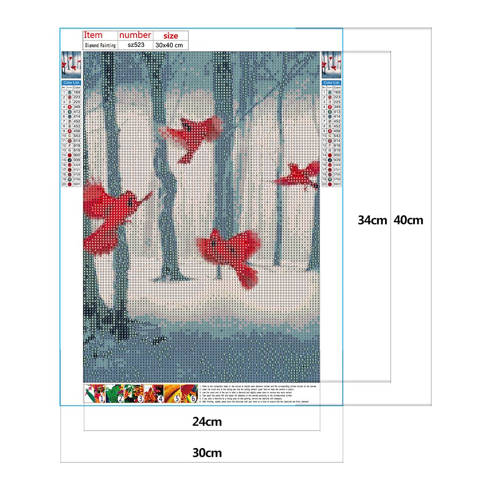 Diamond Painting - Full Round - Red Birds B