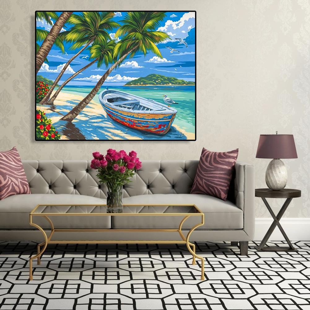Paint By Number - Oil Painting - Sea Boats (40*50cm)