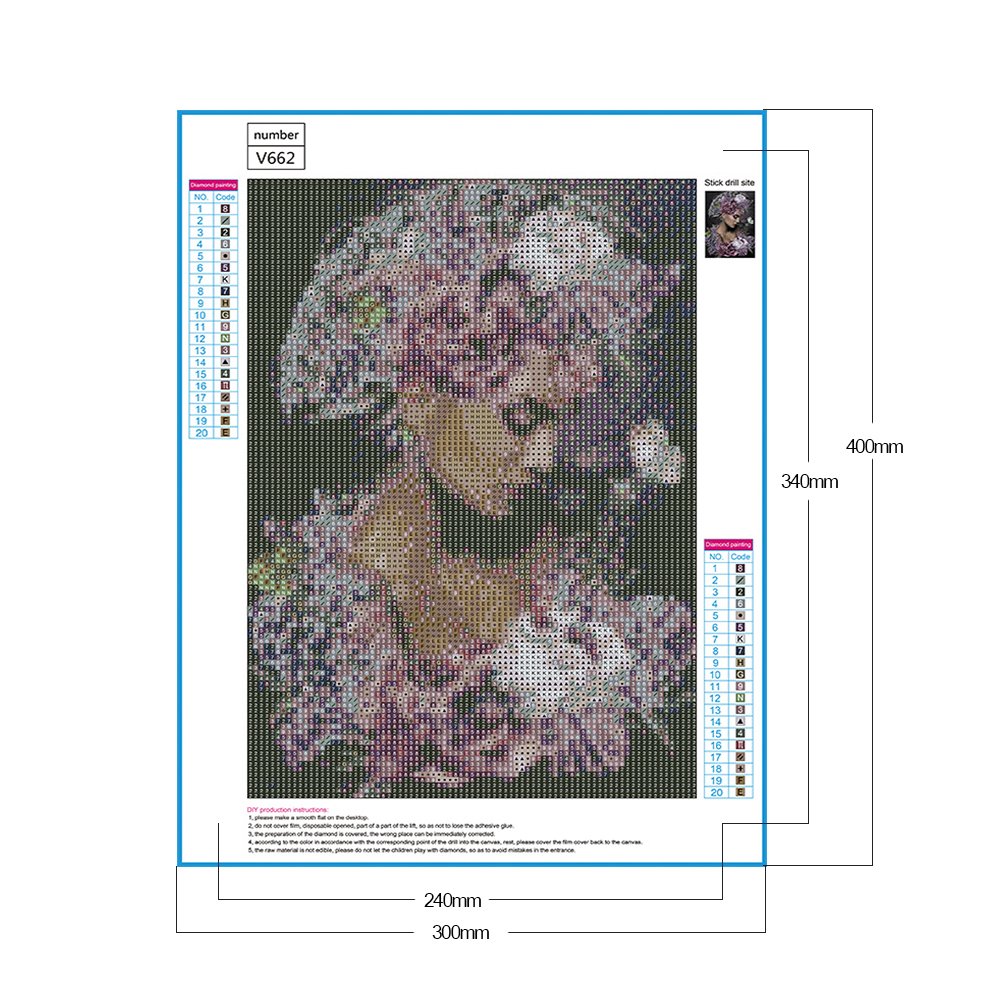Pintura Diamante - Volta Completa - Flor e Senhora