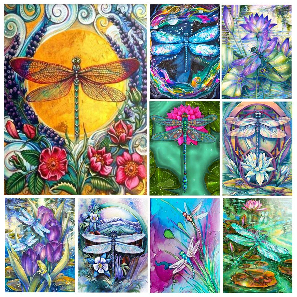 5D Diamond Painting Abstract Painted Dragonfly Kit