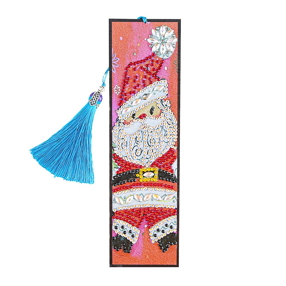 Father Christmas Diamond Painting Bookmark DIY Leather Tassel Book Marks