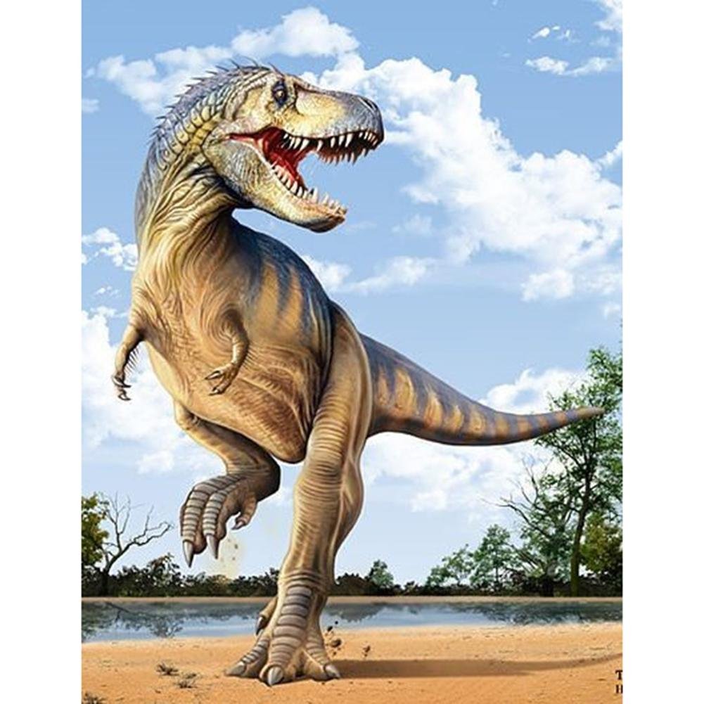 5D Diy Diamond Painting Kit Full Round Beads Dinosaur