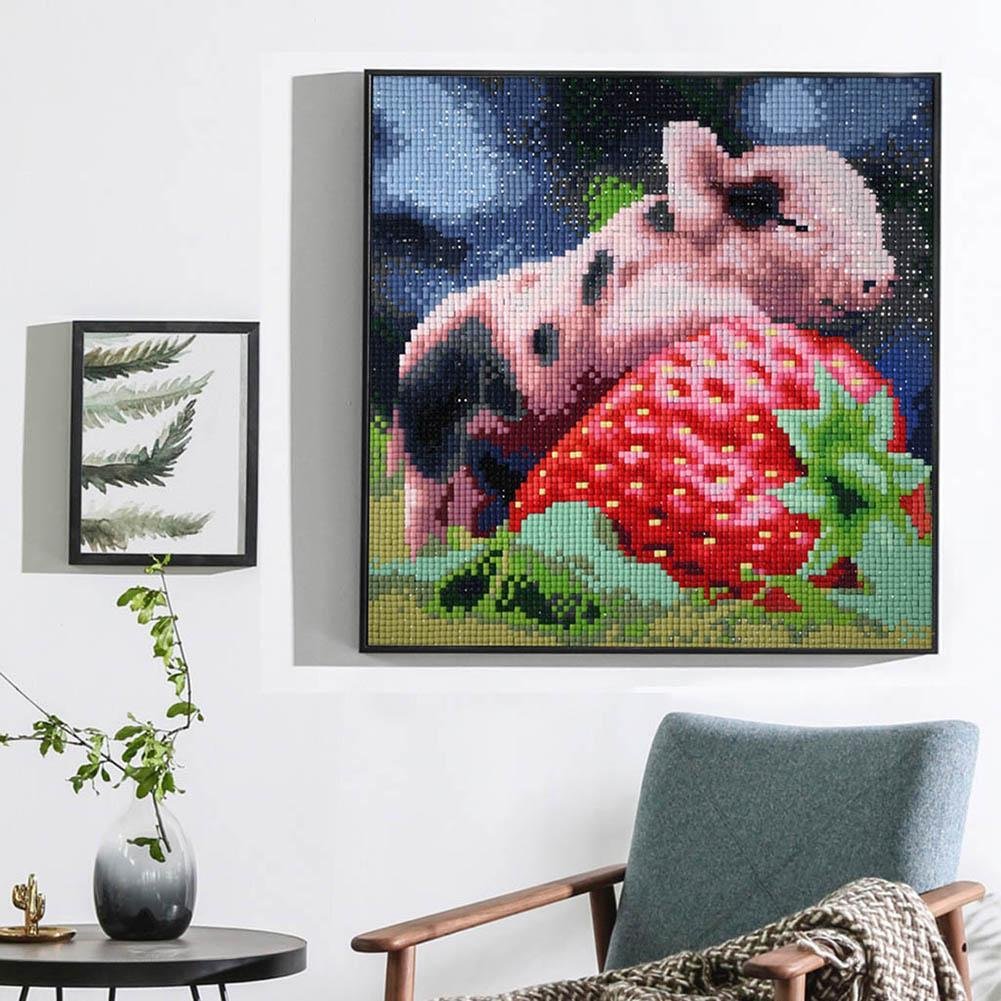 Pintura Diamante - Quadrado Completo - Porco Bonito