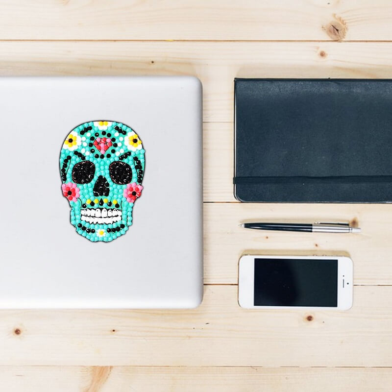 5d diy diamond painting colorful skull sticker