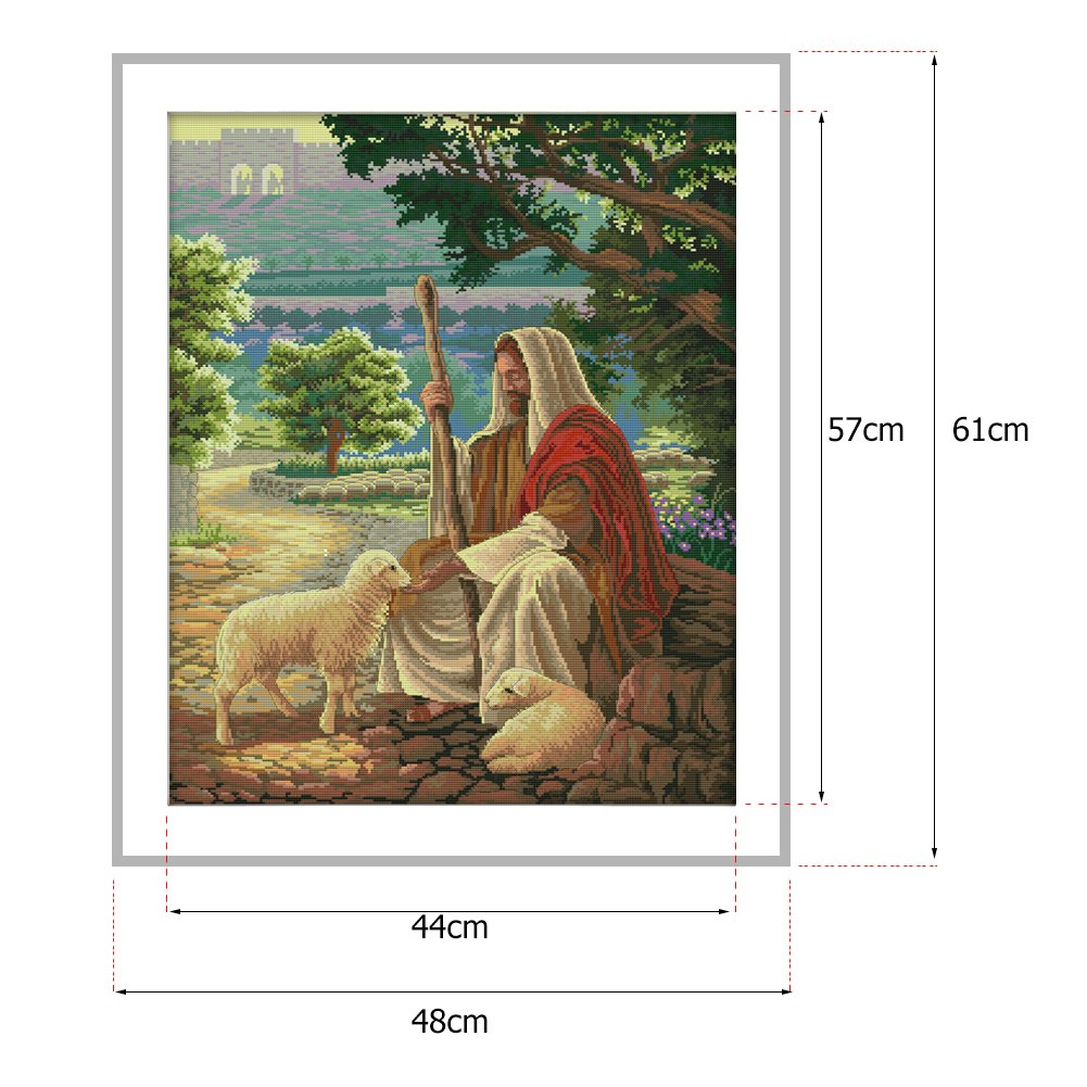 Ponto cruz estampado 14ct - Jesus Shepherd (48*61cm)