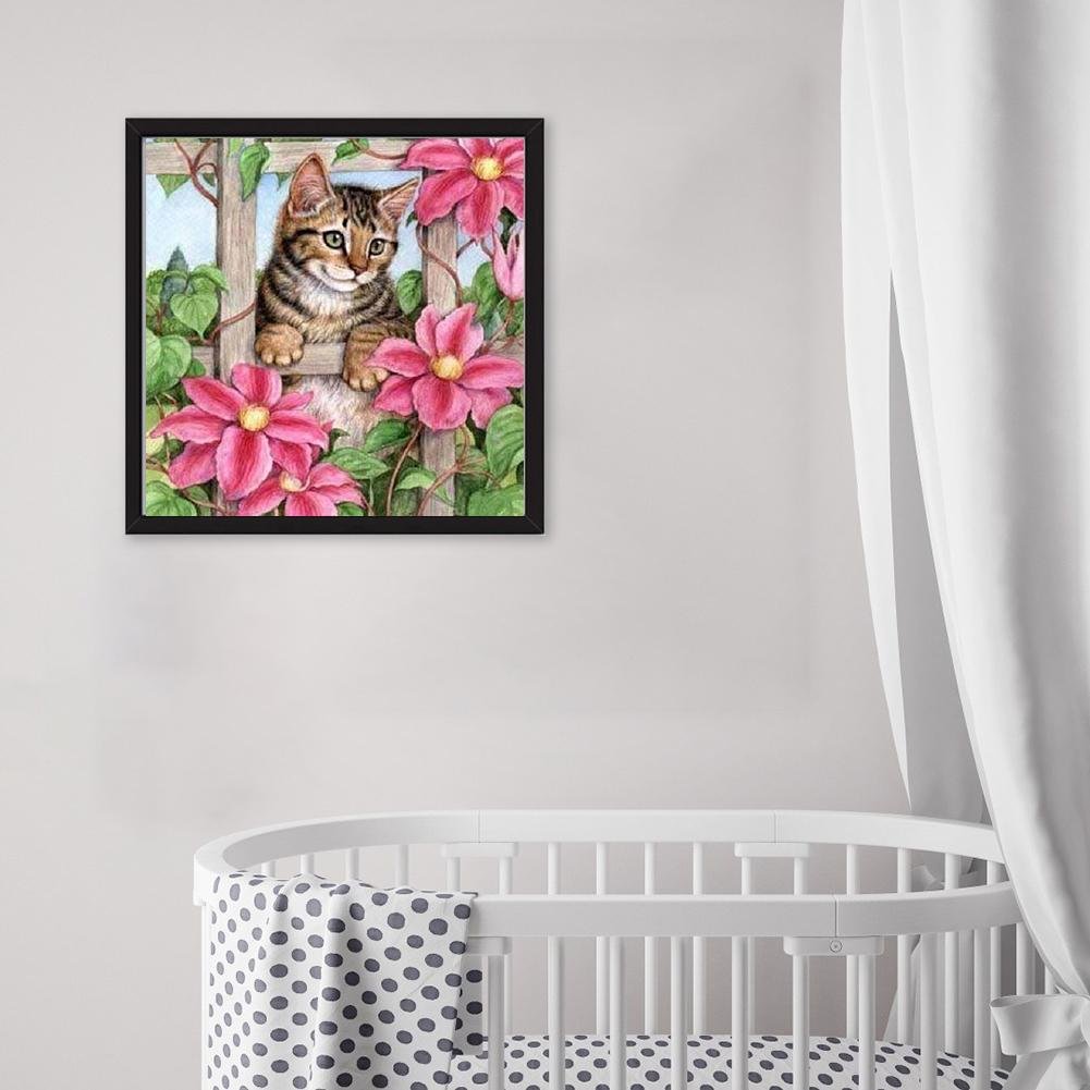 Diamond Painting - Full Round - Cat Flower