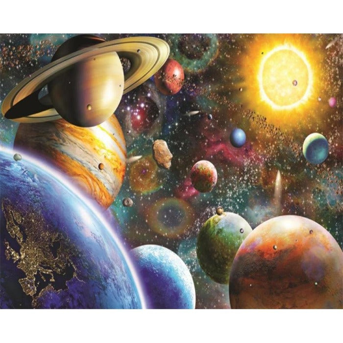 Painting By Numbers Kit DIY Planet Hand Painted Canvas Oil Art Picture