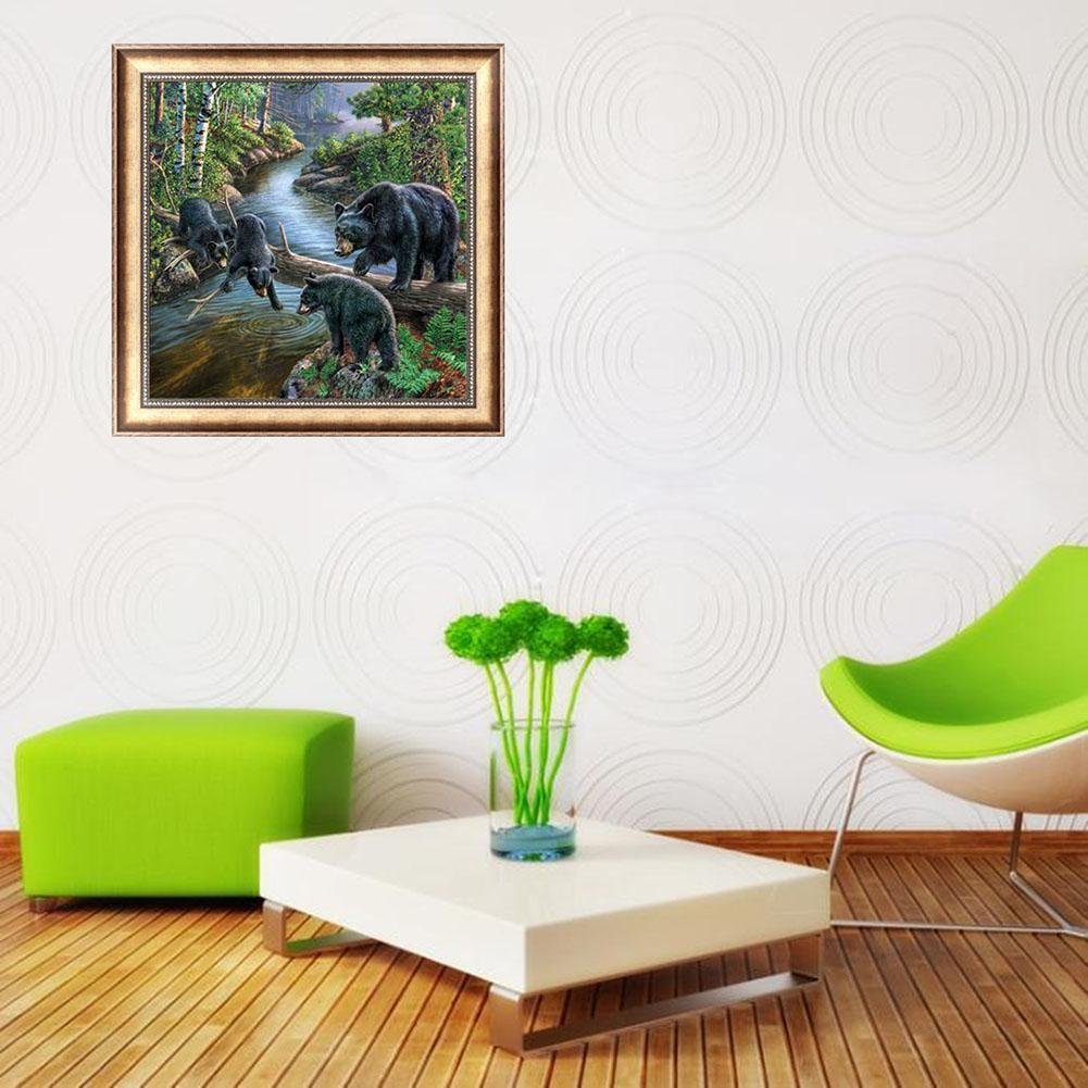Diamond Painting - Partial Round - Black Bears
