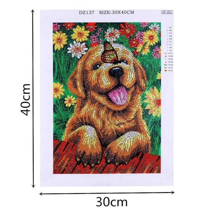 Pointed design shape, perfect size 2.8 mm/0.11". Dog Crystal Rhinestone Diamond Painting