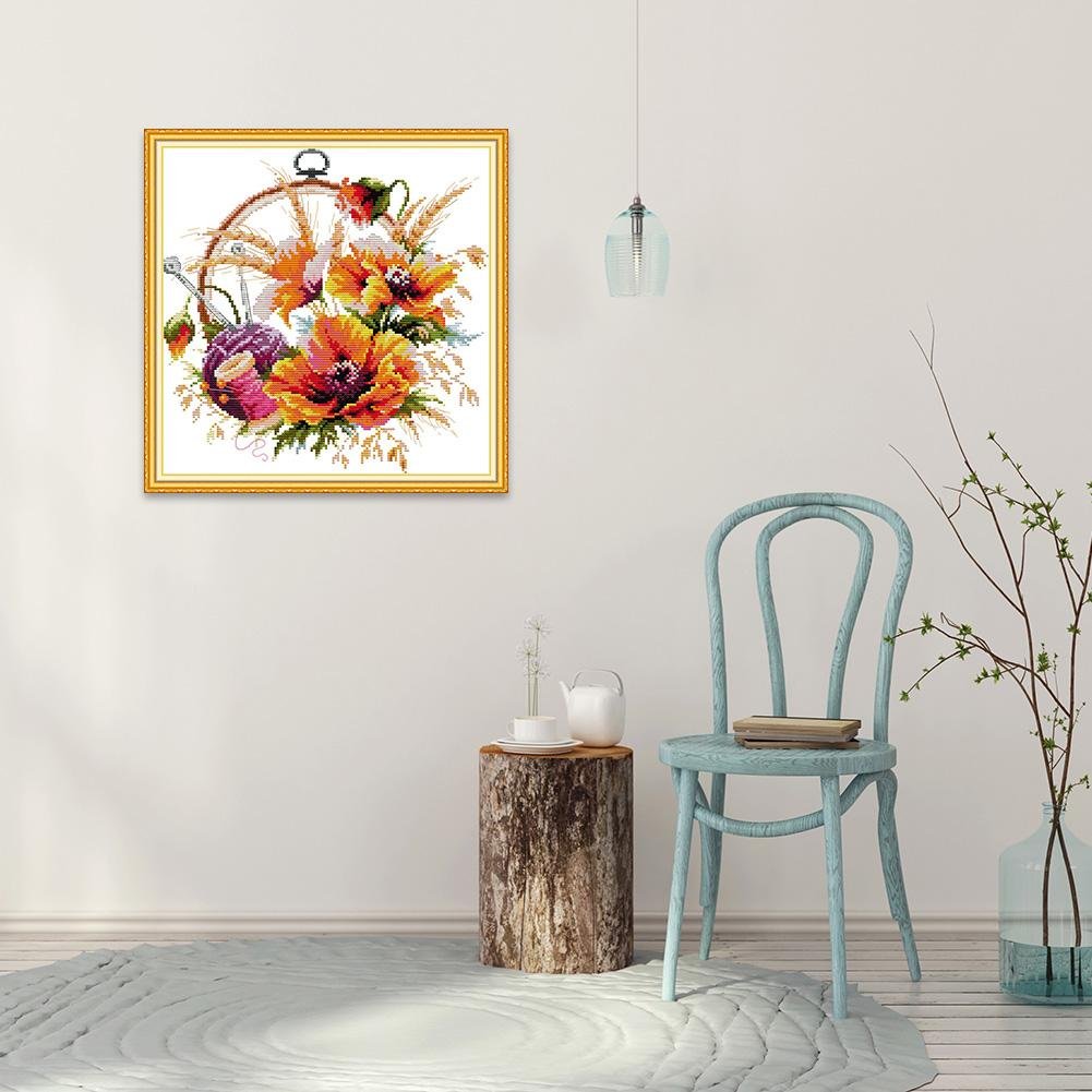 14ct Stamped Cross Stitch - Flowers (32*32cm)