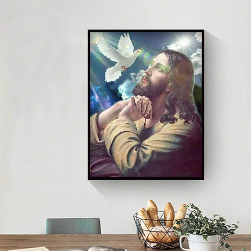 Pintura Diamante - Redondo Completo - Pássaro Jesus