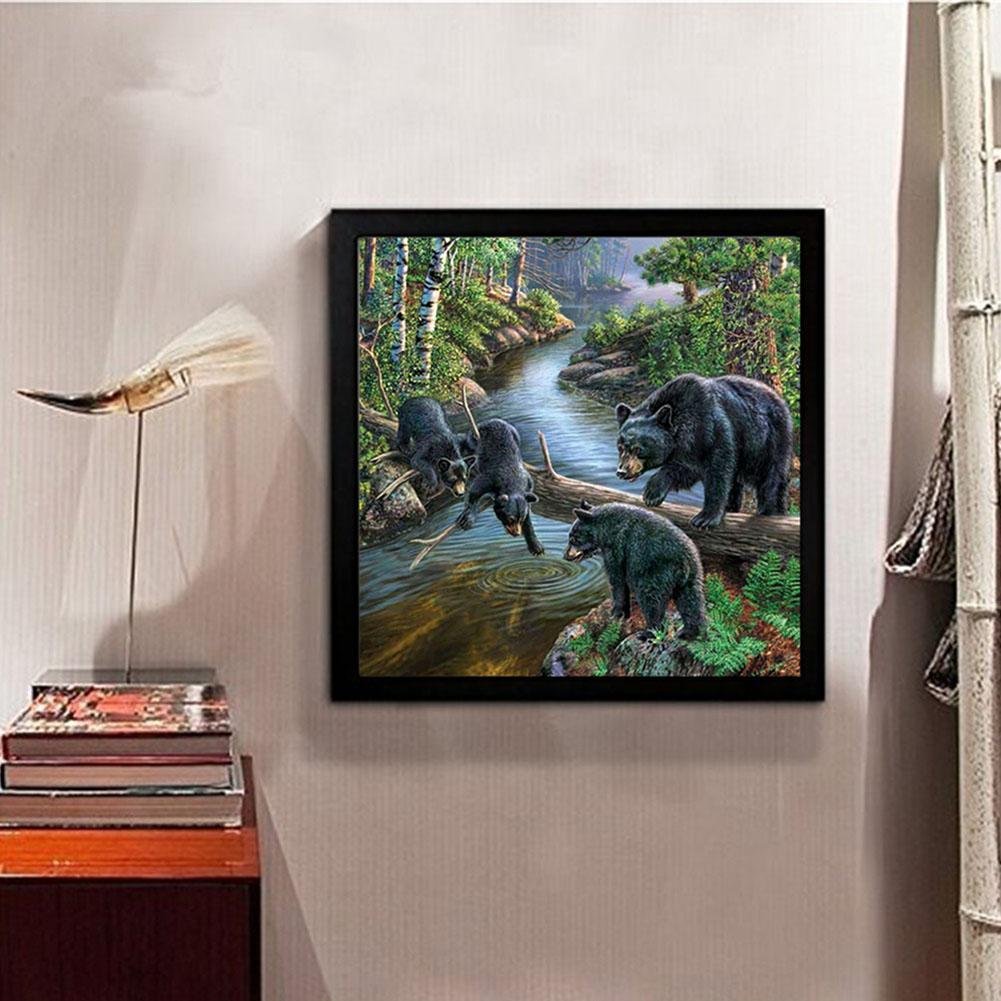 Diamond Painting - Partial Round - Black Bears