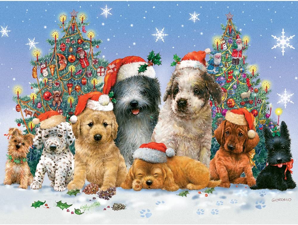 Christmas dog | Full Round/Square Diamond Painting Kits 50x70cm 60x80cm