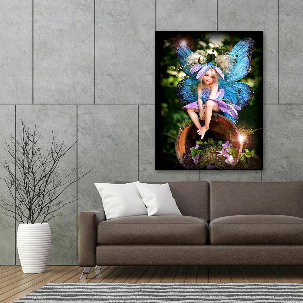 Pintura Diamante - Rodada Completa - Fada Menina C