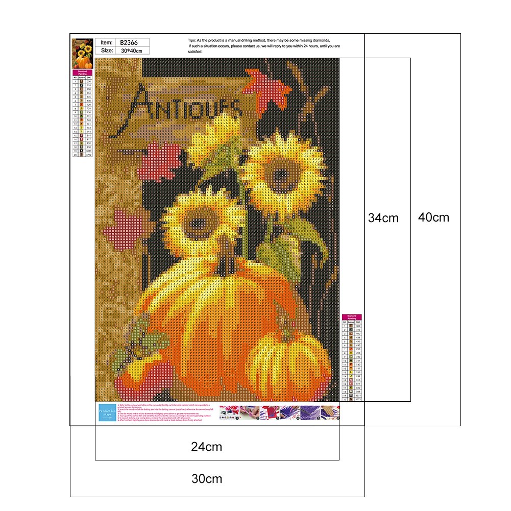 5D DIY Diamond Painting Kit - Full Round - Pumpkin Sunflower A