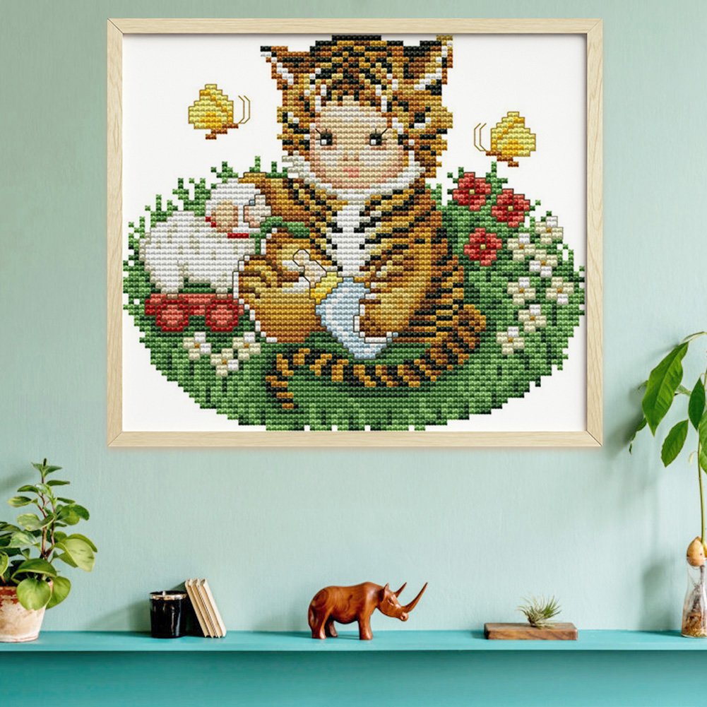 14ct Stampd ponto cruz - Tiger Baby (21*19cm)