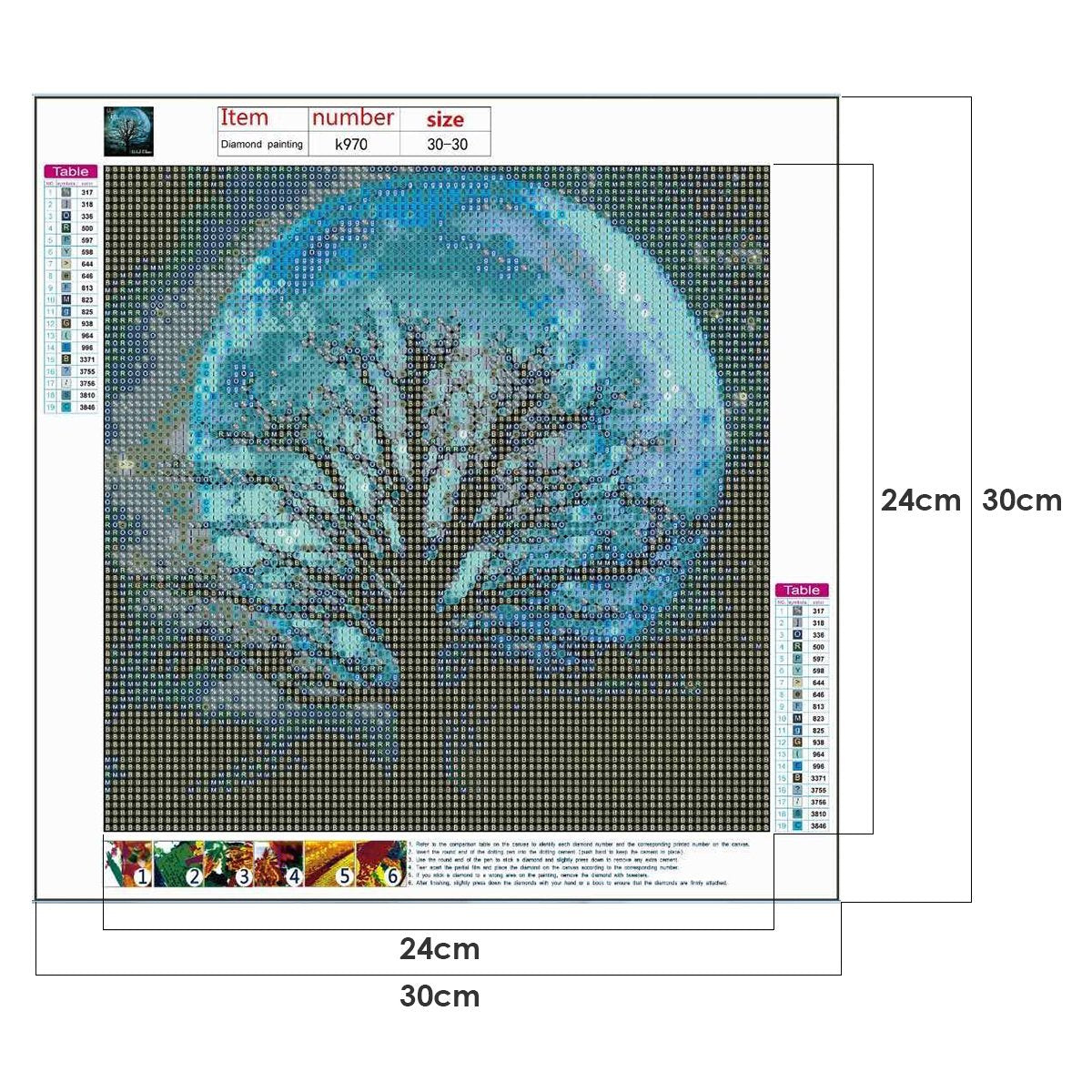5D DIY Diamond Painting Kit- Full Round - Moon Tree F