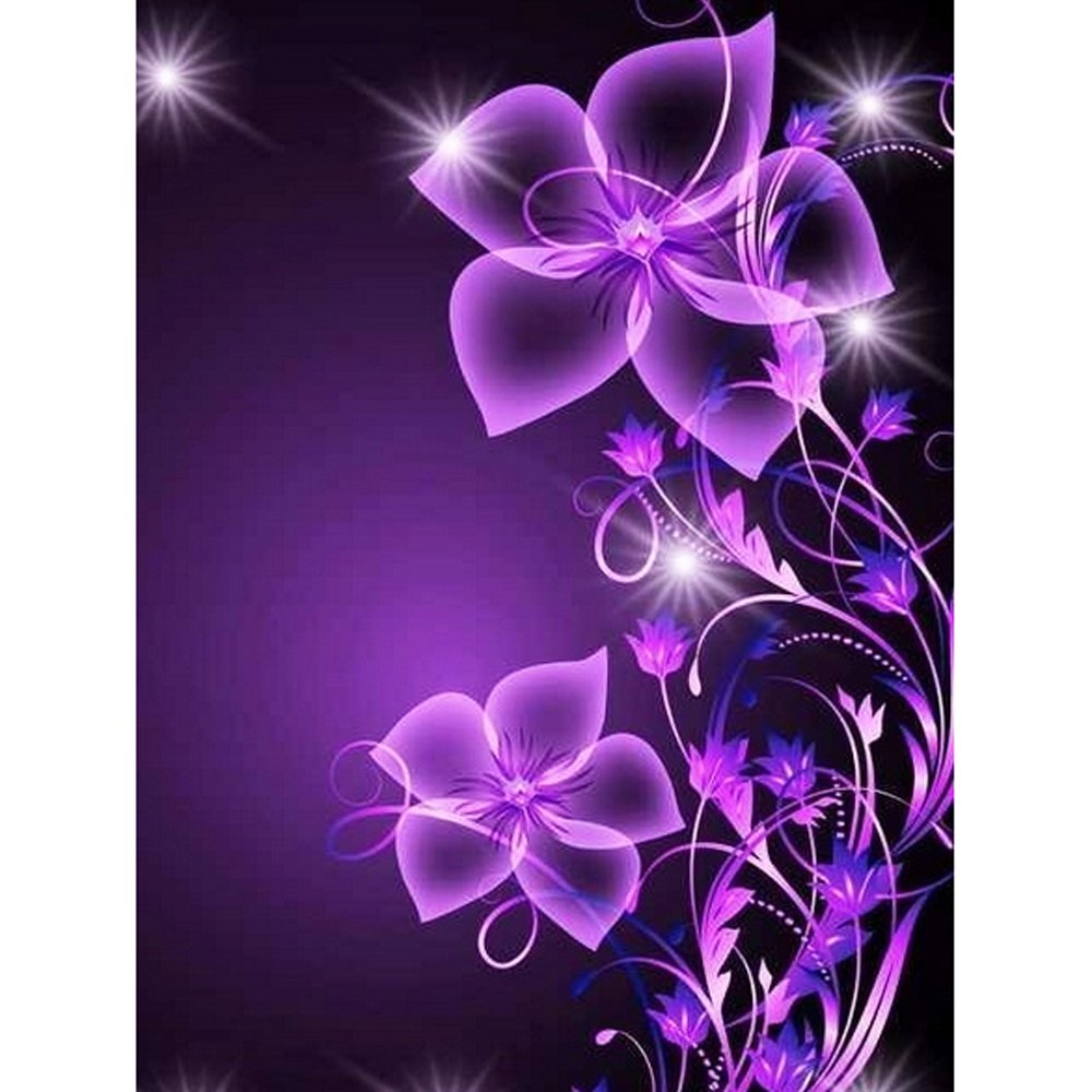 Purple Flowers Diamond Painting Art