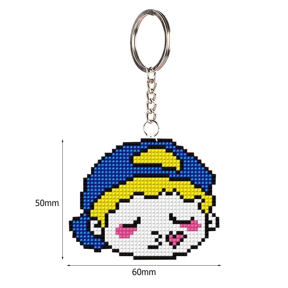 Stamped Beads Cross Stitch Keychain Boy