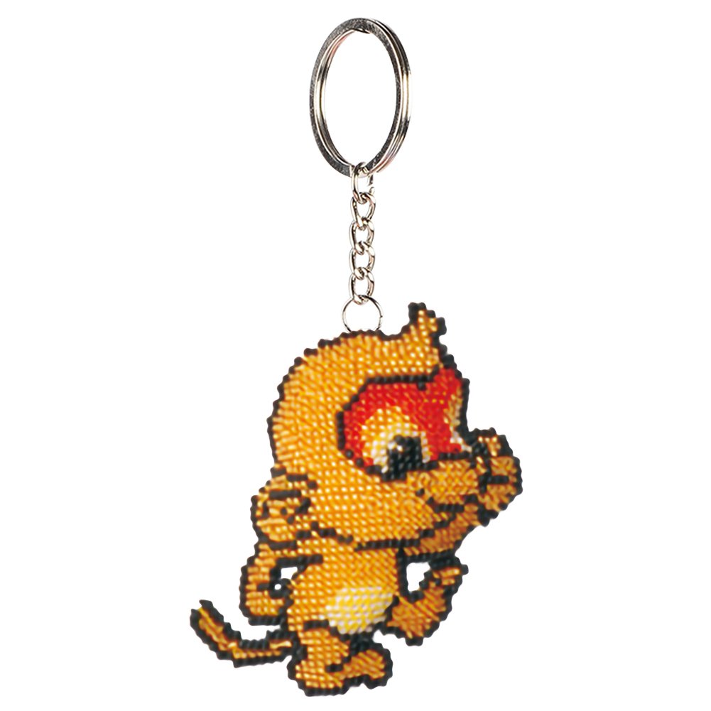 Monkey Stamped Beads Cross Stitch Keychain