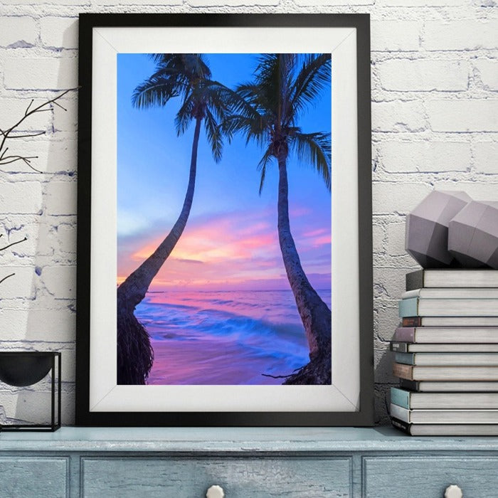 Seaside Coconut Trees Hand Painted Canvas Picture Craft Kit