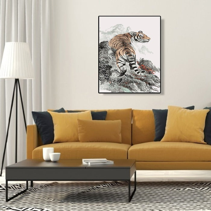 Mountain Tiger Hand Painted Canvas Oil Art Picture Craft Home Wall Decor