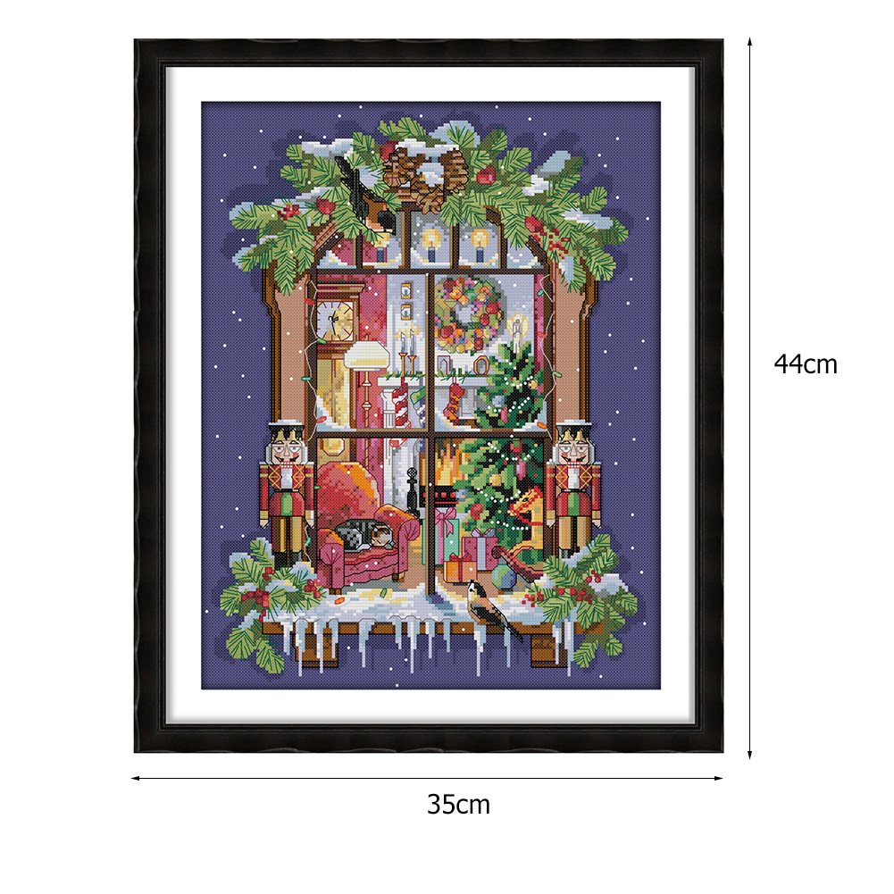 Ponto cruz estampado 14ct - cena da janela (35*44cm)