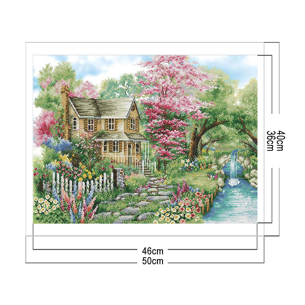 Ponto cruz estampado 11 ct - casa da montanha (50*40 cm)
