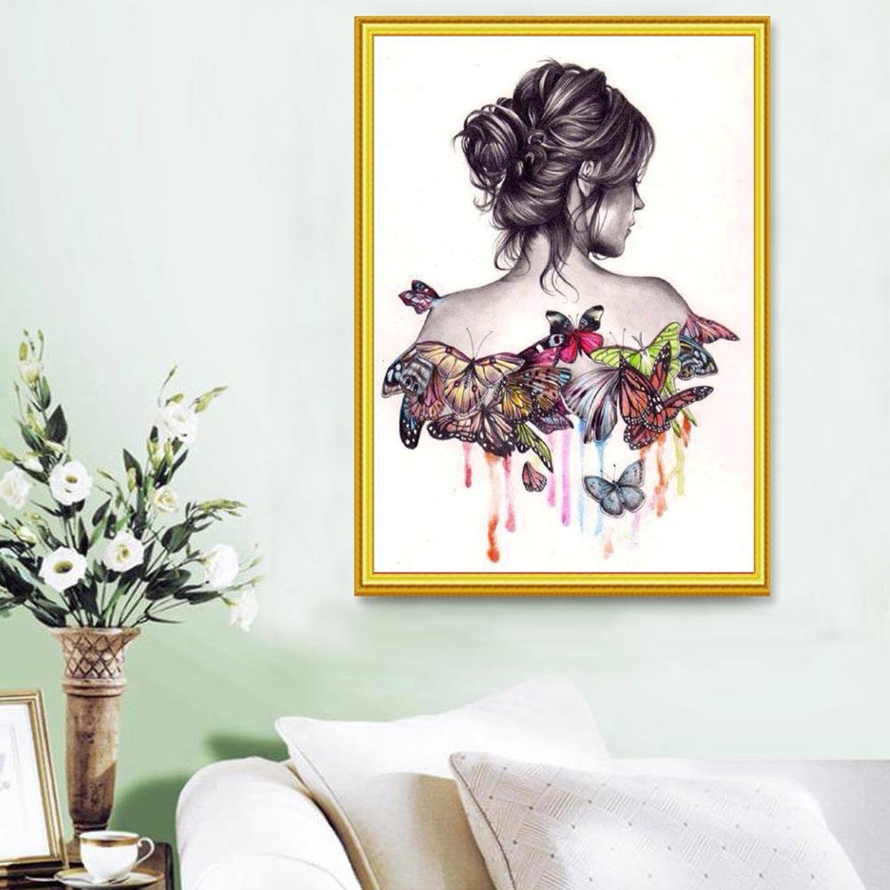 Diamond Painting - Partial Round - Butterfly Beauty Girl