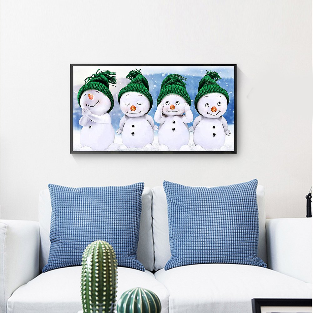 Pintura Diamante - Redondo Completo - Boneco de Neve (30*50cm)