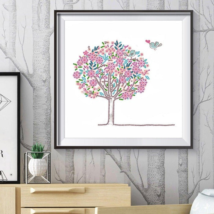 Special Shaped Diamond Painting - Crystal Rhinestone - Pink Tree