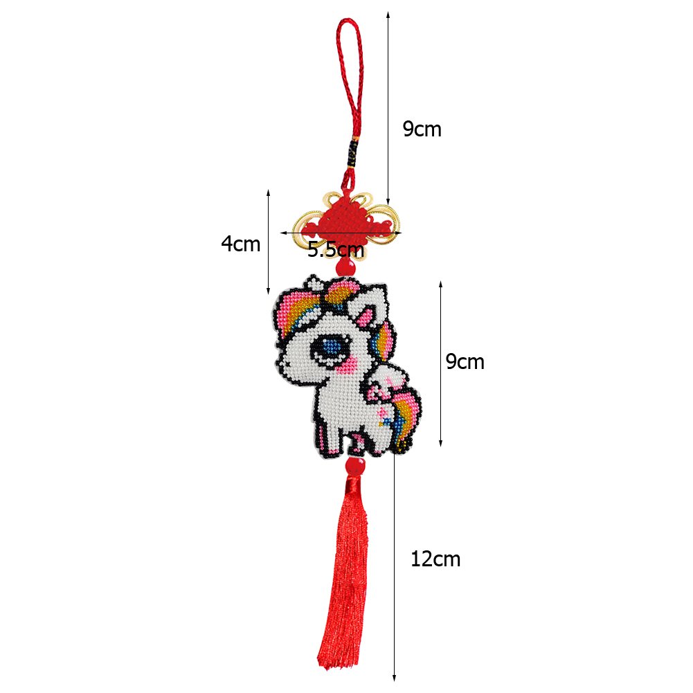 Horse Stamped Beads Cross Stitch Keychain