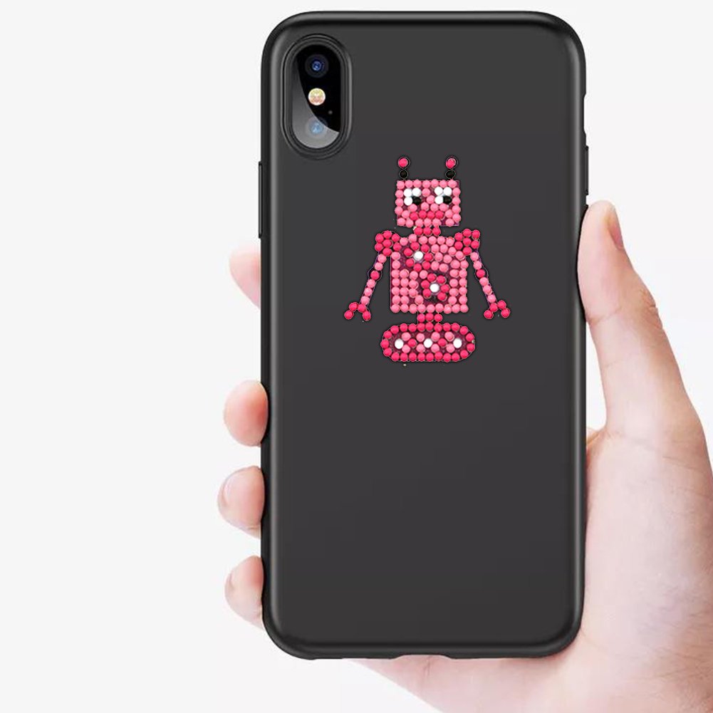 9pcs DIY Kit Color Cute Robots Self-adhesive Rhinestone Stickers Book Decor