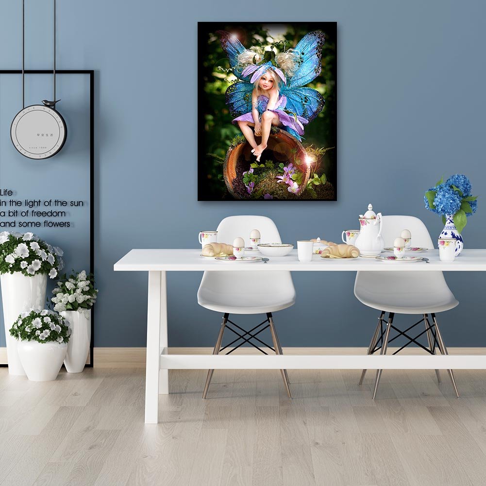 Pintura Diamante - Rodada Completa - Fada Menina C