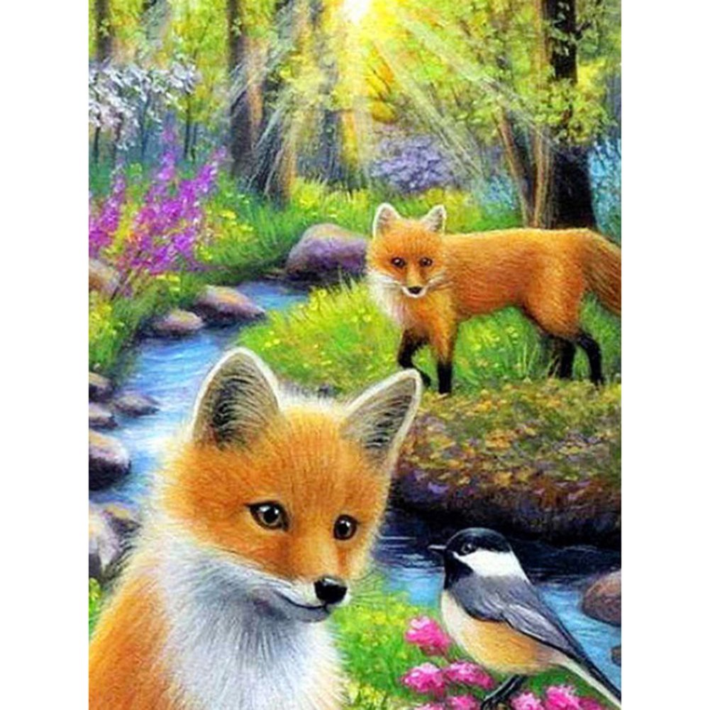 5D Diy Diamond Painting Kit Full Round Beads Fox